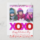 XOXO はっきりした Valentine's Day写真ハート シーズンカード (正面)
