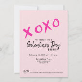 XOXO ガレンティーンデーの女子会 ピンク モダン 招待状 (正面)
