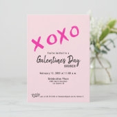 XOXO ガレンティーンデーの女子会 ピンク モダン 招待状 (スタンド正面)