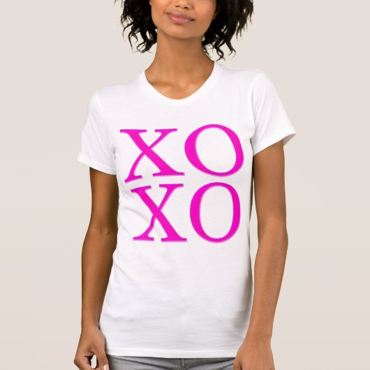 XOXO/ネオンピンク/ブラシモダンスクリプト Tシャツ (正面)