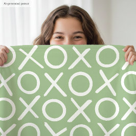 XOXO ハグとキス グリーンおしゃれモダンパターン フリースブランケット