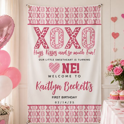 XOXO ハグとキス バレンタインデー お誕生日1歳 横断幕
