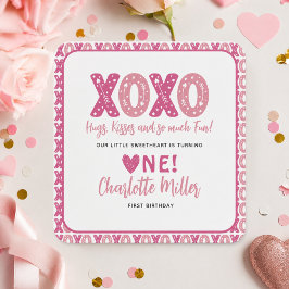XOXO ハグとキス バレンタインデー 1歳の誕生日 スクエアシール