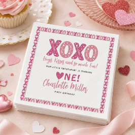 XOXO ハグとキス バレンタインデー 1歳の誕生日 スタンダードカクテルナプキン