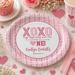 XOXO ハグとキス バレンタインデー 1歳の誕生日 ペーパープレート