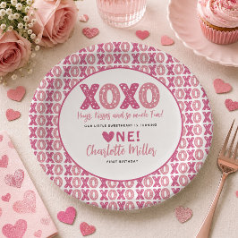 XOXO ハグとキス バレンタインデー 1歳の誕生日 ペーパープレート