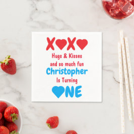 XOXO ハグとキス 1歳の誕生日 スタンダードカクテルナプキン
