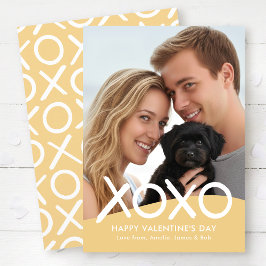 XOXO ハッピー バレンタインデー フォト イエロー モダン シーズンカード