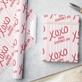 XOXO ハンドドローンデザインのガレンティーンズデーパーティー ラッピングペーパー