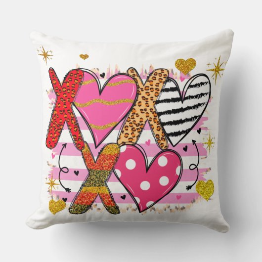 XOXO ハート かわいい & 遊び心 クッション (正面)