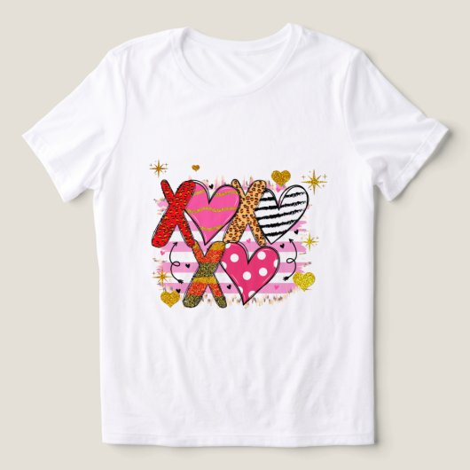 XOXO ハート かわいい & 遊び心 トライブレンドTシャツ (デザイン正面)
