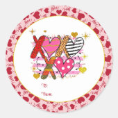 XOXO ハート かわいい&遊び心 ラウンドシール (正面)