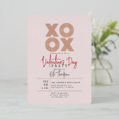 XOXO バレンタインデーパーティーローズゴールド 箔招待状 (立ち正面)