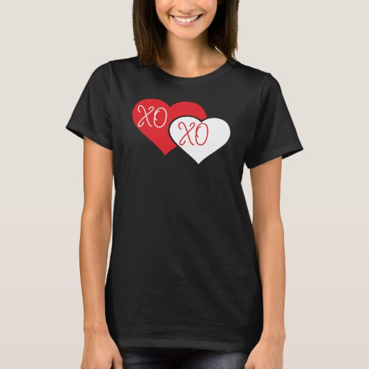 XOXO、バレンタイン ハート Tシャツ (正面)