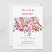XOXO ピンククッキー ヴィブラント フラワーベイビーシャワー 招待状 (正面)