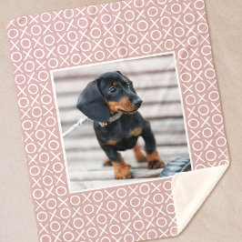 XOXO ブラシストローク オーダーメイドの犬の写真 ダスティピンク シェルパブランケット