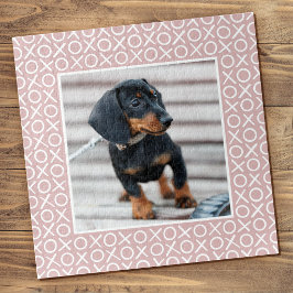 XOXO ブラシストローク オーダーメイドの犬の写真 ダスティピンク ジグソーパズル