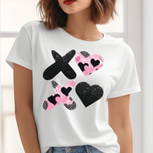 Xoxo ブラックとピンクのバレンタインデーTシャツ
