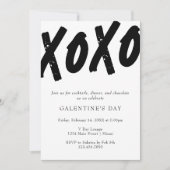 XOXO ブラック ホワイト ガレンティーンズデーパーティー 招待状 (正面)