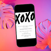 XOXO ブラック ホワイト ガレンティーンズデーパーティー 招待状