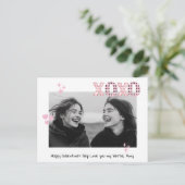 XOXO モダン Galentine's Dayカスタムフォト&文字ポー ポストカード (スタンド正面)