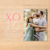 XOXO モダン Pink Valentine's Day写真 アクリル招待状 (正面)