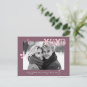 XOXO モダン Valentine's Dayの写真とカスタム文字ポー ポストカード (スタンド正面)