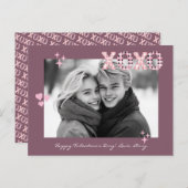 XOXO モダン Valentine's Dayの写真とカスタム文字ポー ポストカード (正面/裏面)