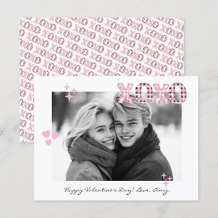 XOXO モダン Valentine's Dayの写真とカスタム文字 ポストカード