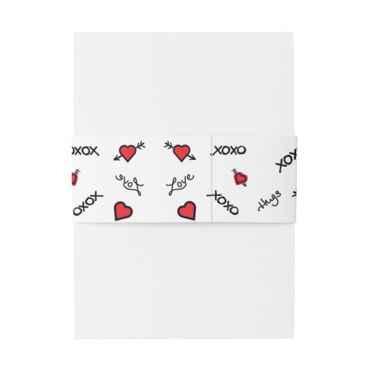 XOXO ラブ＆キッス デザイン 招待状ベリーバンド (裏面例)