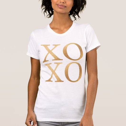 XOXO/偽ゴールド/モダンブラシスクリプト Tシャツ (正面)