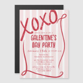 XOXO 手描きガレンティーンズデーパーティー マグネット招待状 (正面/裏面)