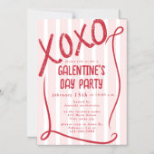 XOXO 手描きガレンティーンズデーパーティー マグネット招待状 (正面)