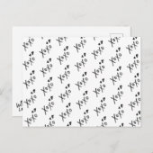 "XOXO"手描きレタリングパターン ポストカード (正面/裏面)