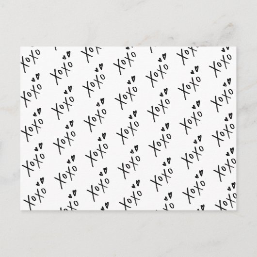 "XOXO"手描きレタリングパターン ポストカード (正面)
