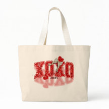 XOXO 赤いラメハートとダルメシアン プリント リボントート