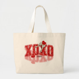 XOXO 赤いラメハートとダルメシアン プリント リボントート ラージトートバッグ