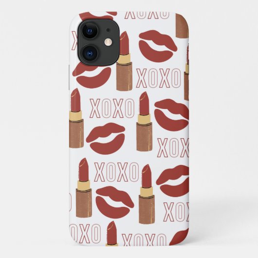 XOXO、赤い唇、赤い口紅のパターン Case-Mate iPhoneケース (裏面)