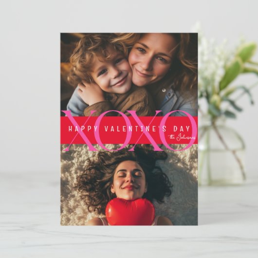 Xoxo 3枚の写真バレンタインデー シーズンカード (スタンド正面)