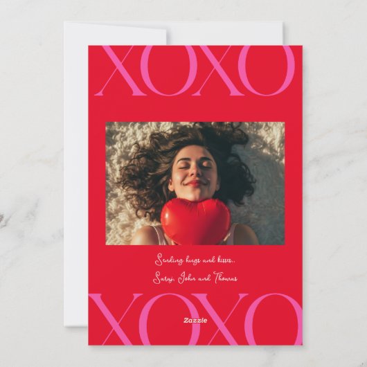 Xoxo 3枚の写真バレンタインデー シーズンカード (裏面)