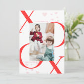 XOXO 3 Photo Valentines Day Card in Red & White 招待状 (スタンド正面)