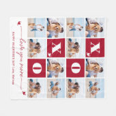 XOXO 4はっきりしたフォトモダンコラージバレンタインデー フリースブランケット (正面(横))