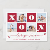 XOXO 4はっきりした写真モダンハッピーバレンタインデー シーズンカード (正面)