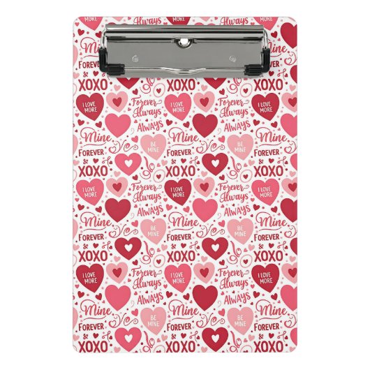 XOXO & Always Be Mine Pink Red ミニクリップボード (正面)