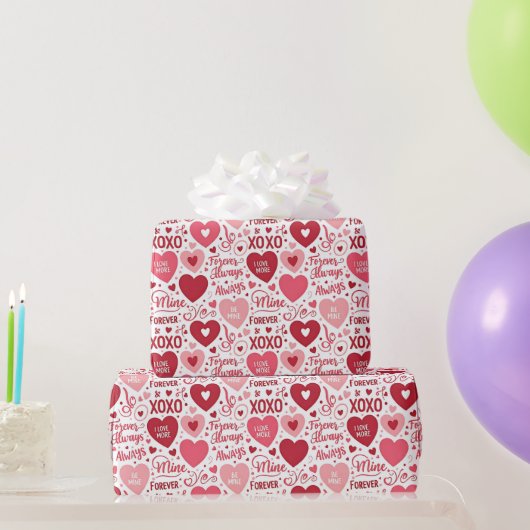 XOXO & Always Be Mine Valentine Wrapping Paper ラッピングペーパー (パーティーギフト)