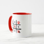 XOXO Cat Dog Paw Print Valentine Gift Tic Tac Toe  マグカップ (正面左)