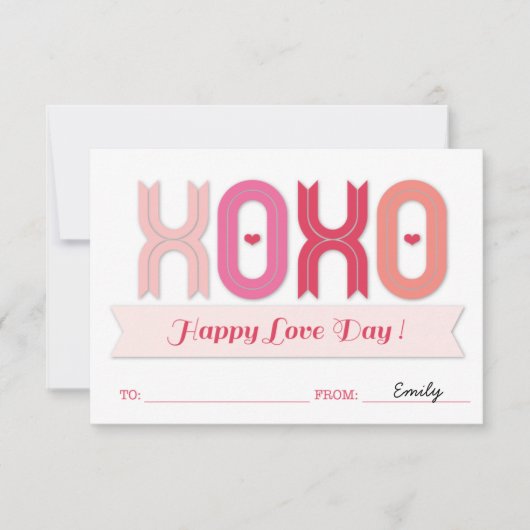 XOXO Classroom School Kids Valentine's Cards（XOXO教 招待状 (正面)