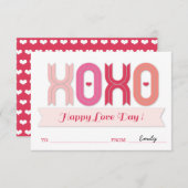 XOXO Classroom School Kids Valentine's Cards（XOXO教 招待状 (正面/裏面)