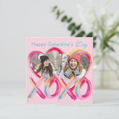 XOXO Colorful Galentine’s Day Custom Photo  シーズンカード (スタンド正面)