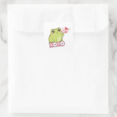 XOXO Frog Sticker Cute Frog Sending Kiss Romantic  スクエアシール (バッグ)